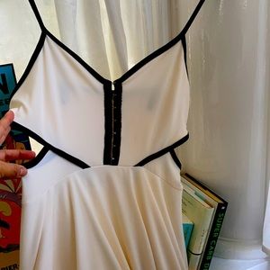 Offwhite black piping summer aline dress
